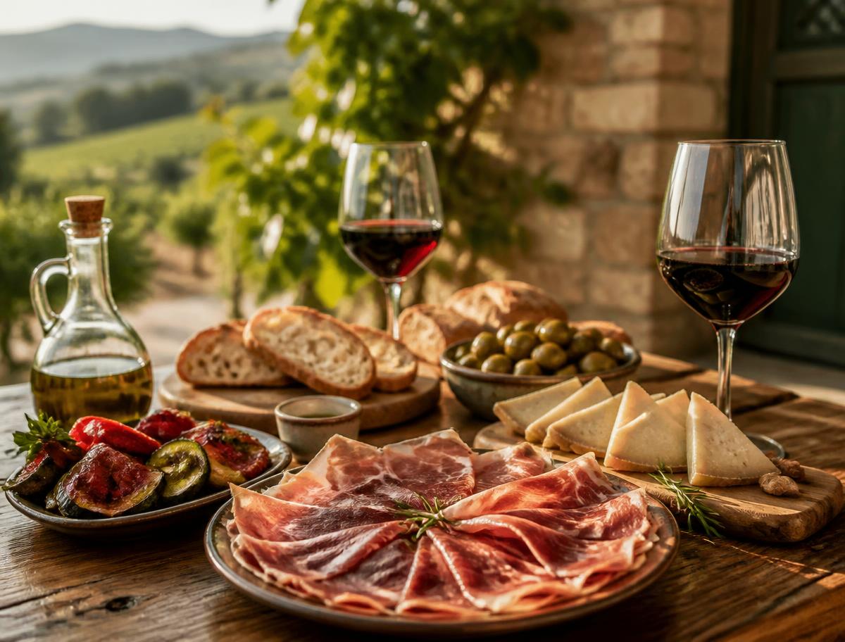 Taula amb tapes i vins de la Terra Alta